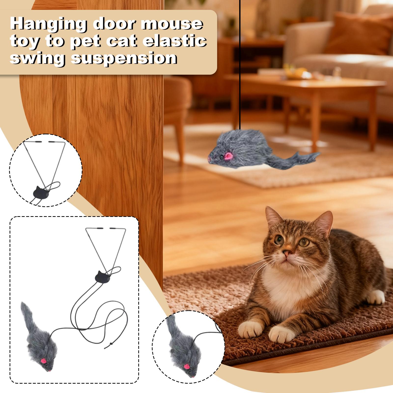 

Door-hanging Small Mouse Cats Teaser Elastic Clip- Door Swing Hanging Bouncing Self-entertainment Toy For Cats To Boredom, Pet Supplies One Size