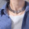 Mesh Design Exaggerated Cuban Chunky Chain Zinc Zinc Alloy Steampunk Choker Cool Hip Hop Necklace  Girls