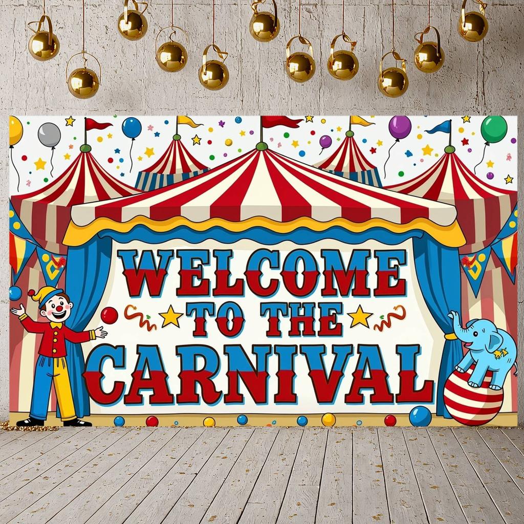 Welcome Carnival Backdrop Circus  Carnival Banner Circus Party Banner Elephant Circus Display For Carnival Party Indoor