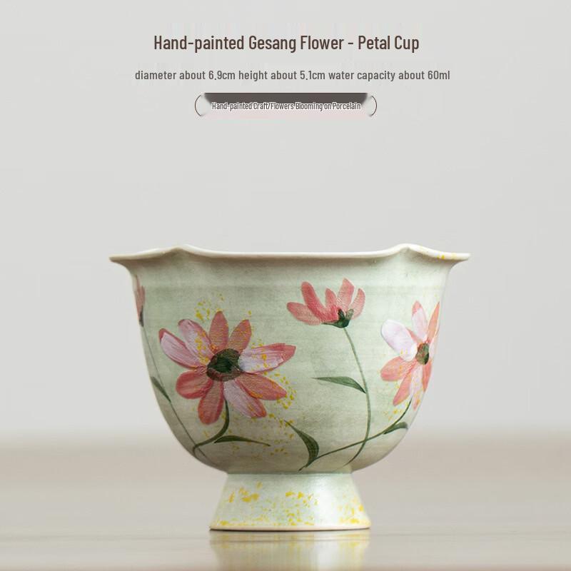 Hand-painted Gesang Flower Ceramic Teacup