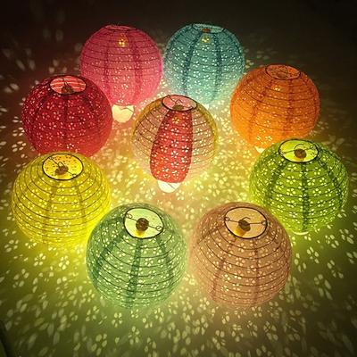 DIY Mid-Autumn Festival Tragbare LED-Laterne Papierlaterne Hohllaterne Home Path Garden Decor