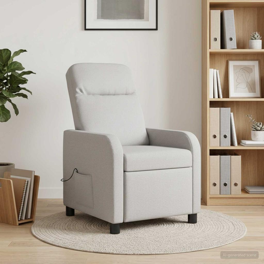 Massage Recliner Chair Cloud Gray Fabric