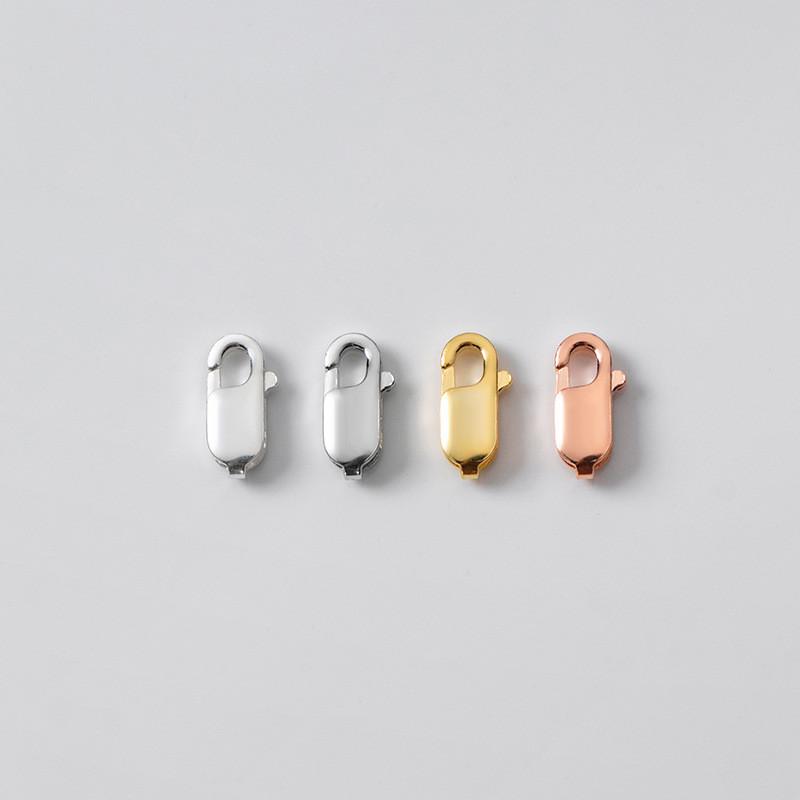 DIY Bracelet Necklace Connection Accessories Hook Buckle 925 Sterling Silver Square Spring Clasps 8*4mm