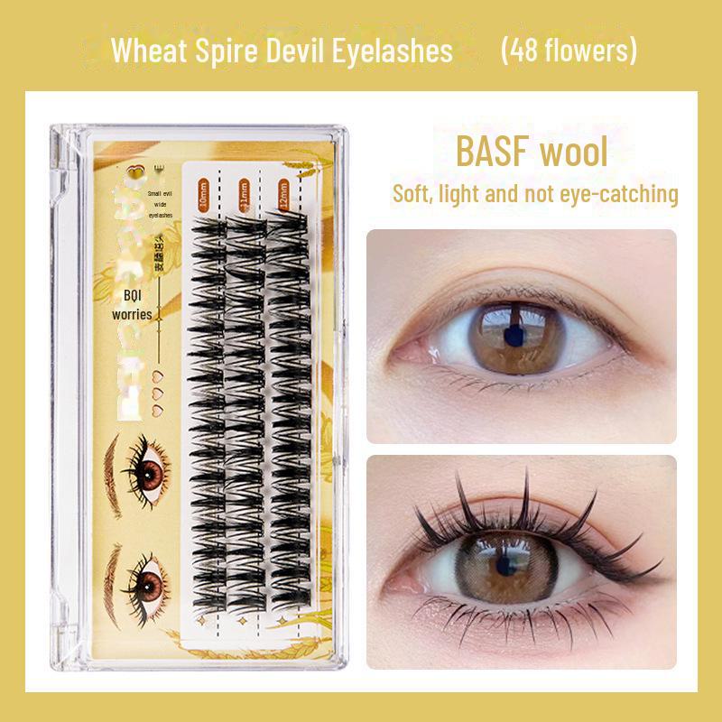 BQI Natural Thick Wheat Ear Spire False Eyelashes - Clustered for Novices