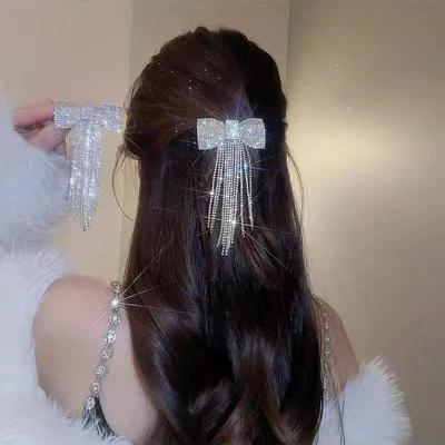 Horquilla con Flecos de Lazo Para Mujer  Pinza para el Cabello con Temperamento Accesorios para el Cabello Coreanos de Lujo Ligero Color Oro Plata
