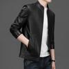 ROMON Men's Faux Leather Stand Collar Jacket LMDH8065