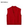 Northern Deer Merino Wool V-Neck Sleeveless Vest