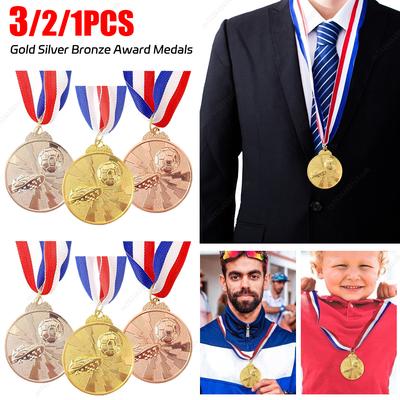 1-3 Stück Zinklegierung Runde Siegermedaillen 2" Gold Silber Bronze Auszeichnungsmedaille mit Halsband 1. 2. 3. Preise Siegerpreis Geschenk