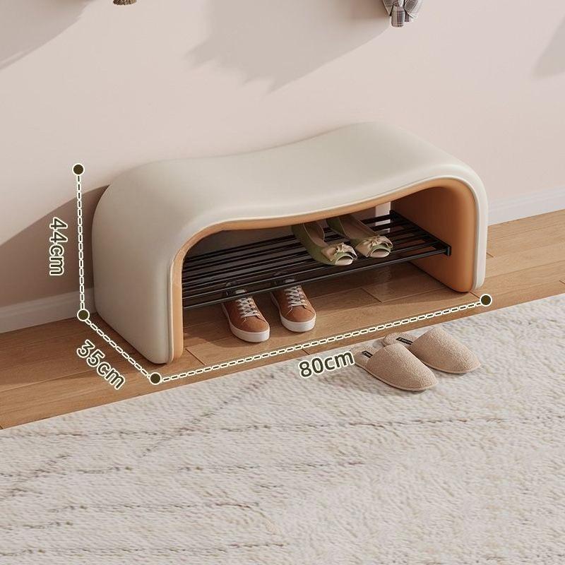 

Leather Shoe Changing Stool Comfortable Soft Footstools Household Storage Shoe Rack Stools Living Room Footrest Furnitures