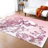 Pink Cherry Blossom Rug Romantic Floral Spring Carpet Non Slip Floor Mat for Girl's Bedroom, Bedside Living Room