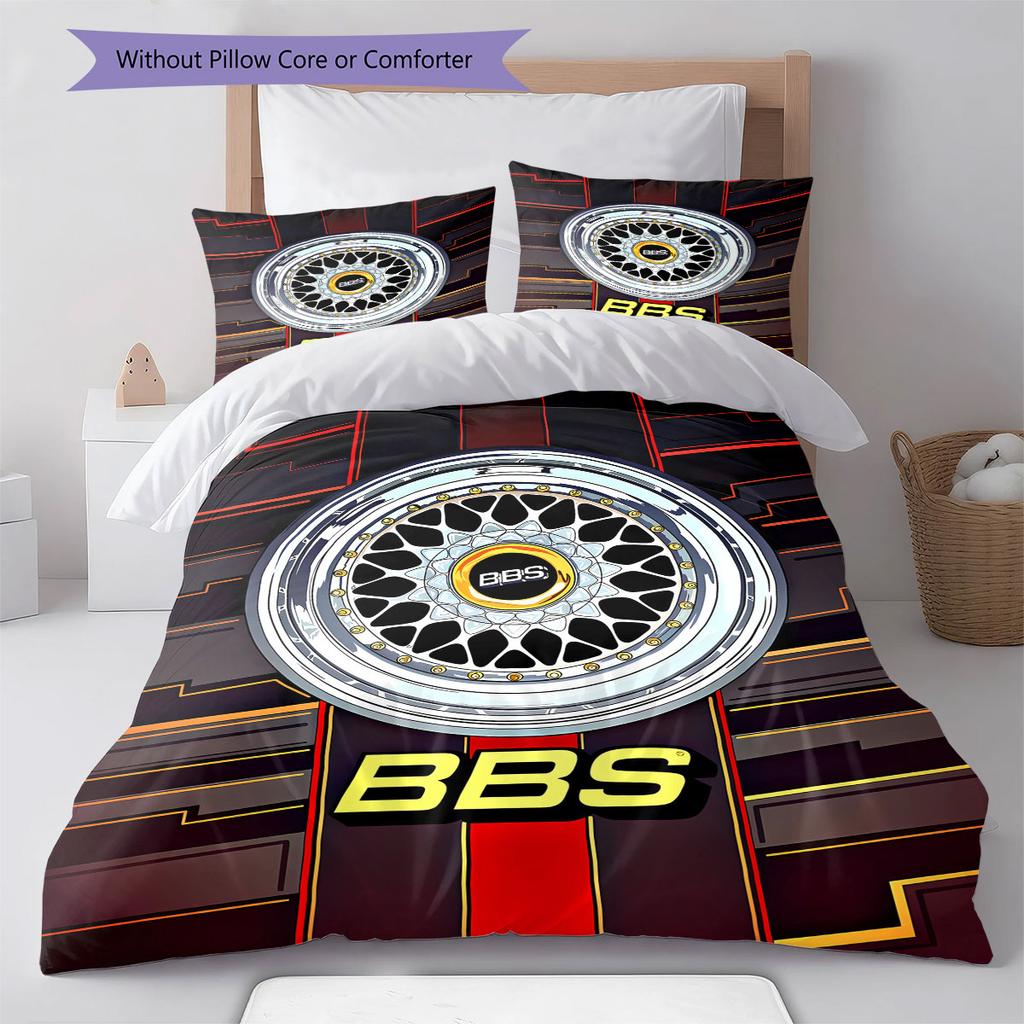 BBS Pattern Bedding,Quilt Set Quilt Cover Pillowcase Home Birthday Gift(1 * Duvet Cover + 2 * Pillowcase, Without Core)
