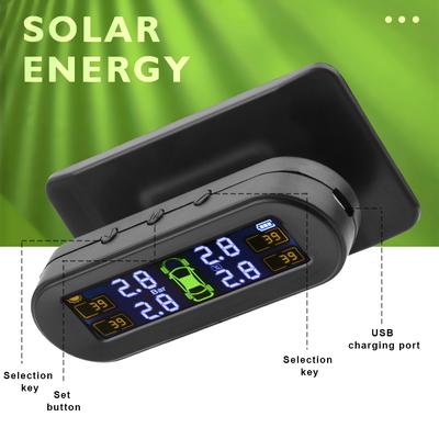 Systém monitorování tlaku v pneumatikách Varování před teplotou Nová verze s externí baterií C Senzory Solární TPMS Monitor tlaku v pneumatikách auta