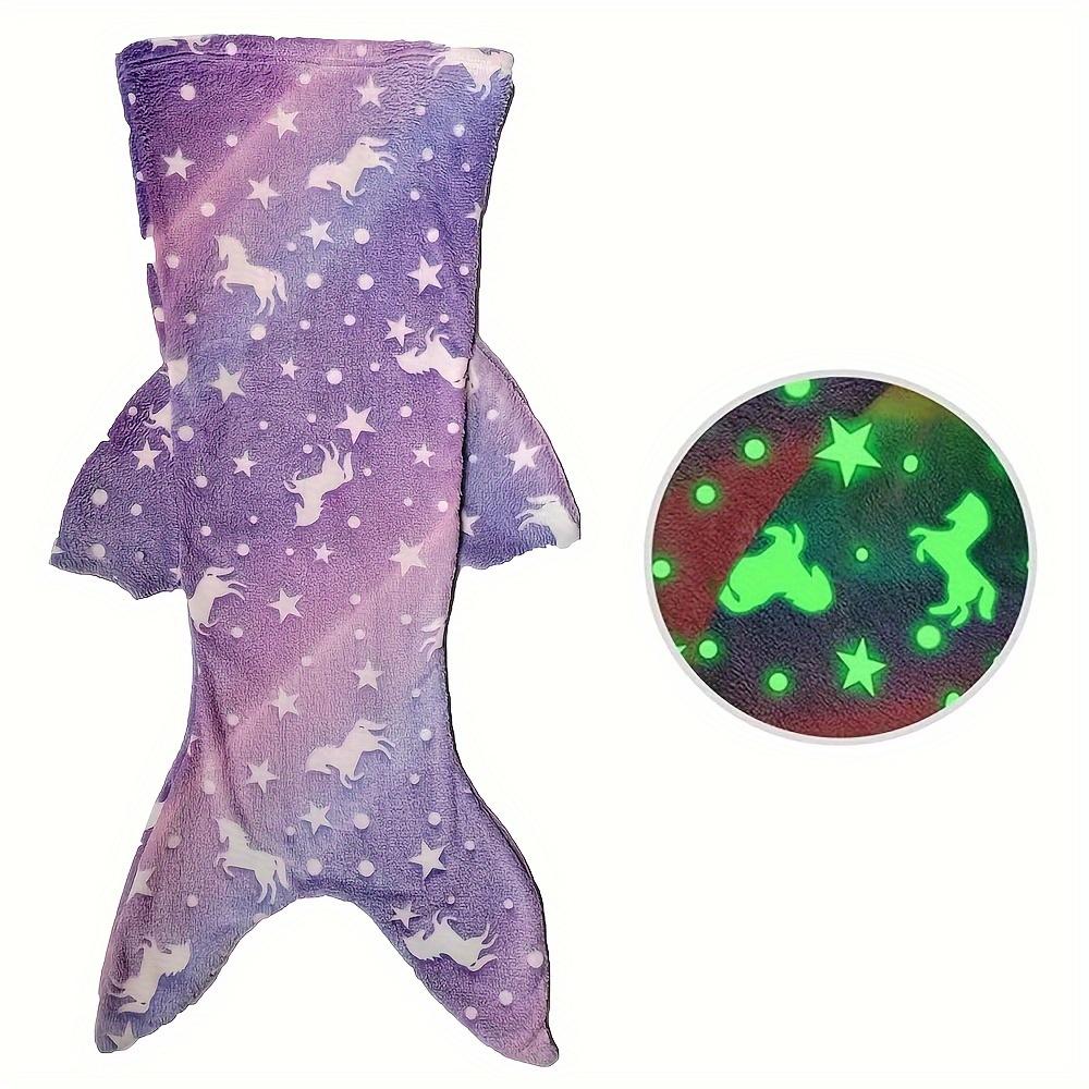 Glow-in-the-Dark Mermaid Starry Night Sleeping Bag - Soft Flannel Rainbow Blanket for Cozy Bedtime Comfort