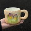 High-value Tulip Ceramic Mug with Lid Spoon As a Gift, Practical Cup for Girls, Birthday Gift for Girlfriends
