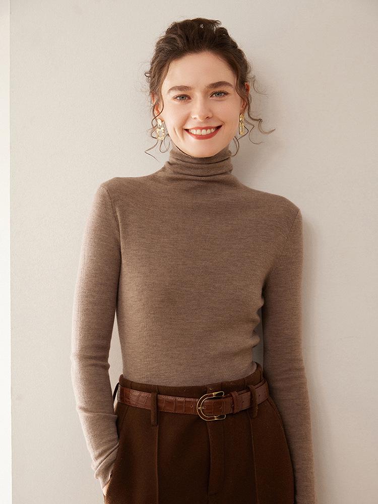 Women's Fine Wool Cashmere Turtleneck Sweater - Autumn/Winter 2025 Collection, Slim Fit Korean Style Knitwear