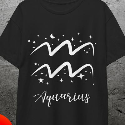Aquarius Zodiac Shirt Water Bearer Astrology Tee with Realistic Art, Unique Air Sign T-Shirt Gift Idea