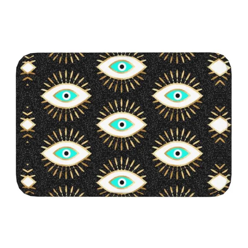

Custom Greek Turkish Evil Eye Doormat Mat Anti-Slip Mediterranean Style Kitchen Bathroom Living Room Rug Carpet 40*60cm 40x60cm