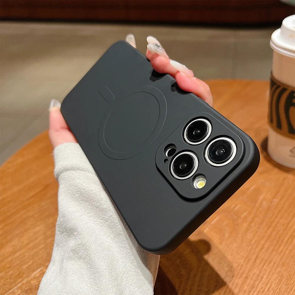 for Magsafe Magnetic Wireless Charging Case for iPhone 16 15 14 13 12 11 Pro Max Mini XR XS Soft TPU Liquid Silicone Back Cover