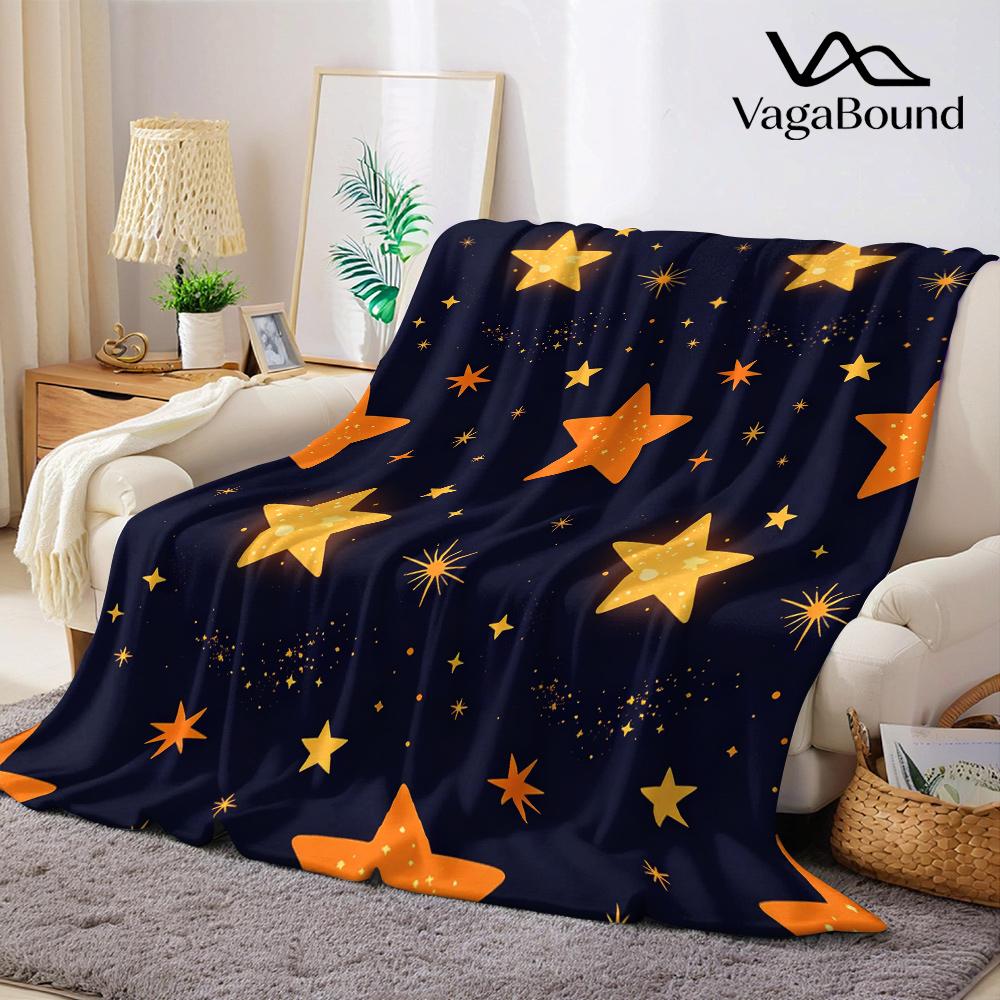 Cute Stars Sky Flannel Blanket Warm Soft Halloween Christmas All-Season Couch Decorative Cozy Warm Gift