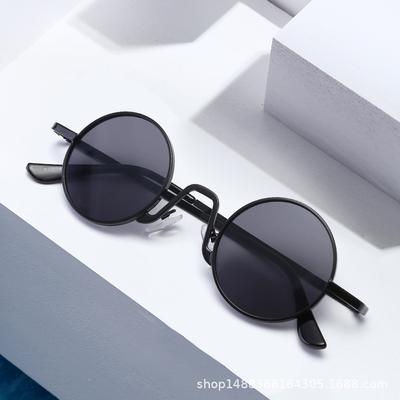 Vintage Hip Hop Sunglasses Small Frame Round Street Shot Mini Glasses Men'S Metal Prince Glasses
