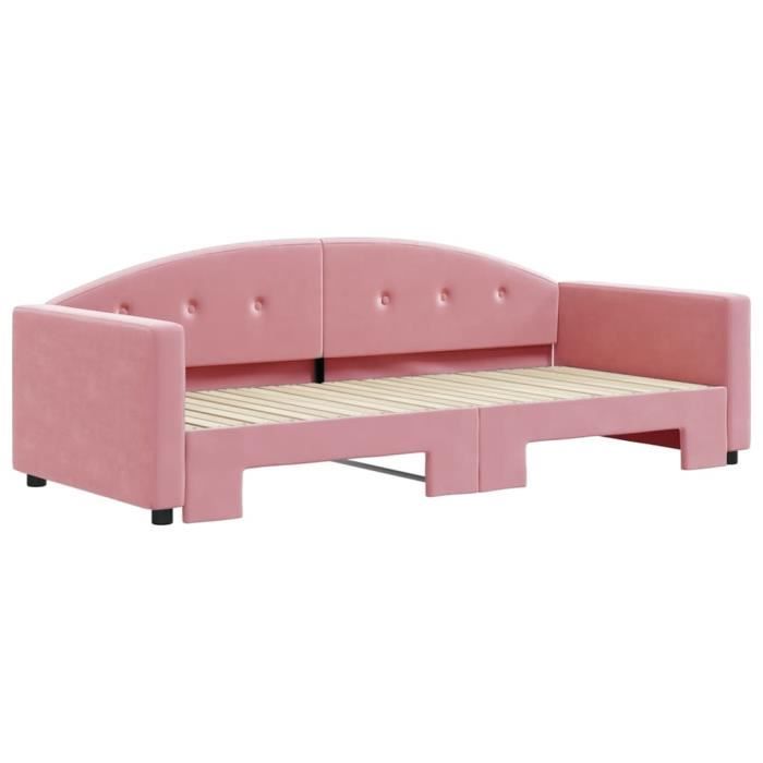 VidaXL Daybed with Trundle Bed Pink 90x200 Cm Velvet 3197304