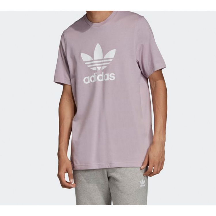Adidas Originals Trefoil Logo Sports Tee Men Tops Light-Pink Purple Grey ED4714