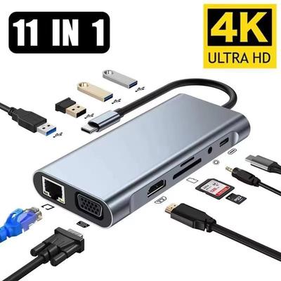 7'si 1 Arada Hub ve Ağ Kartı Dönüştürücülü 11'i 1 Arada Type-C Docking İstasyonu