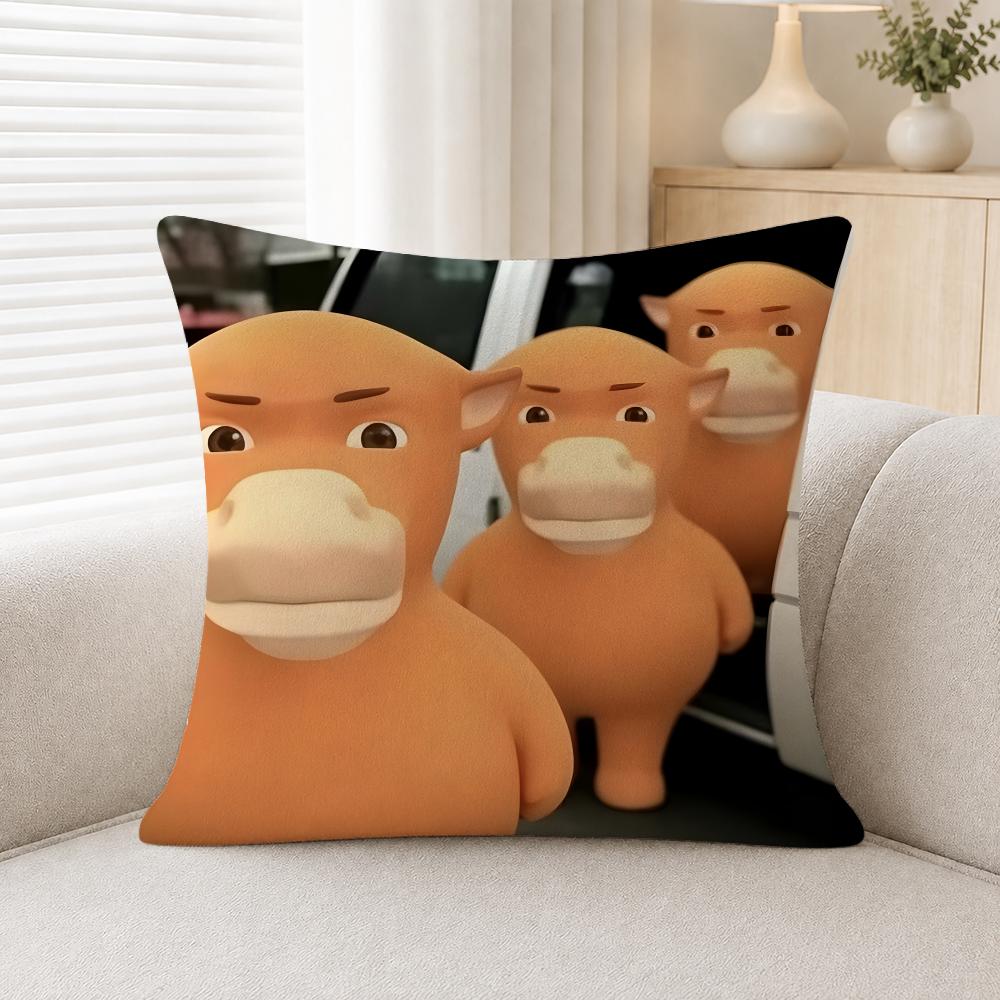 Cute Fictional Character Niulai Soft Plushs Fluffy Throw Pillow Cases For Sofa Bedroom Home Decor
