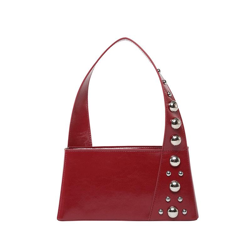Personalized Rivet Small Bag Autumn 2025 New Korean Version Fashionable Simple Hand Bag Women's Shoulder Armpit Bag Tide