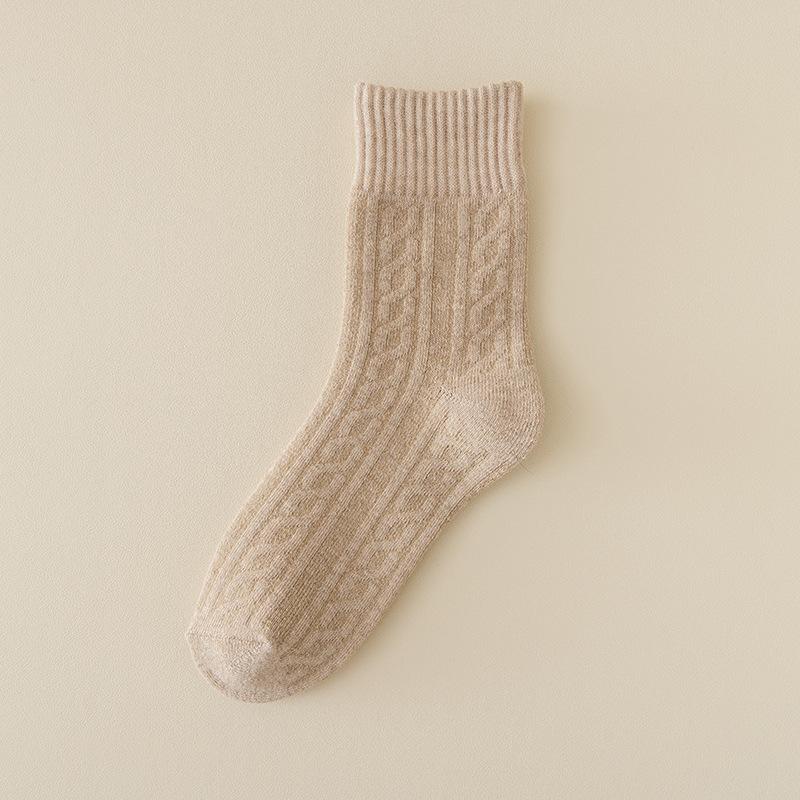 Women's Autumn and Winter Thickened and Velvet Warm Wool Hoop Moon Socks