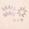 24pcs Manicure Long Almond False Nails Aurora Wave Bow Pearl Press On Nails Detachable Flower Starburst Fake Nials DIY