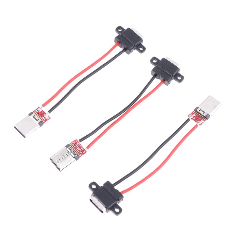1/3Pcs 3A 5V Usb Female Base Type-C Socket And Female Usb Male Charging Socket Power Socket With Cable Connector