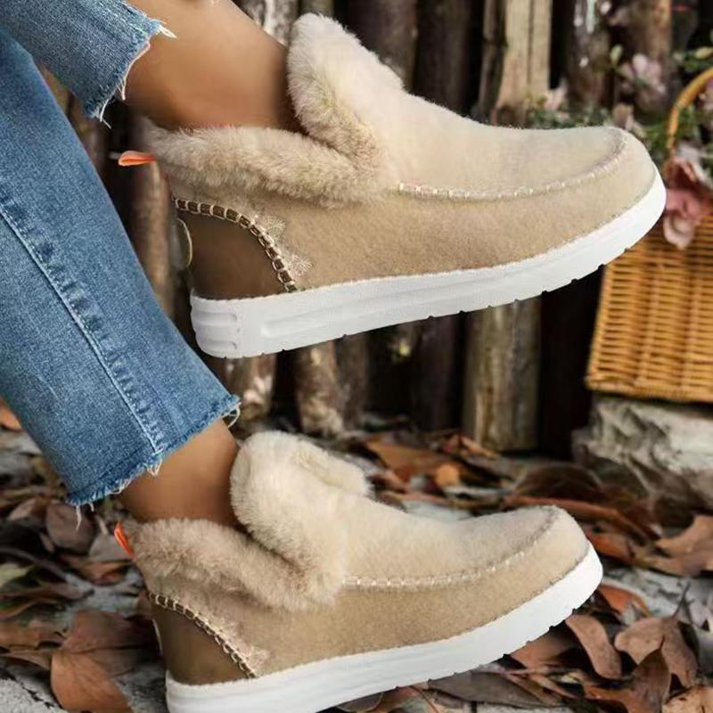 Men's Shoes Fashion Warm Outdoor Fluffy Slippers Winter Fur Snow Boots Men House