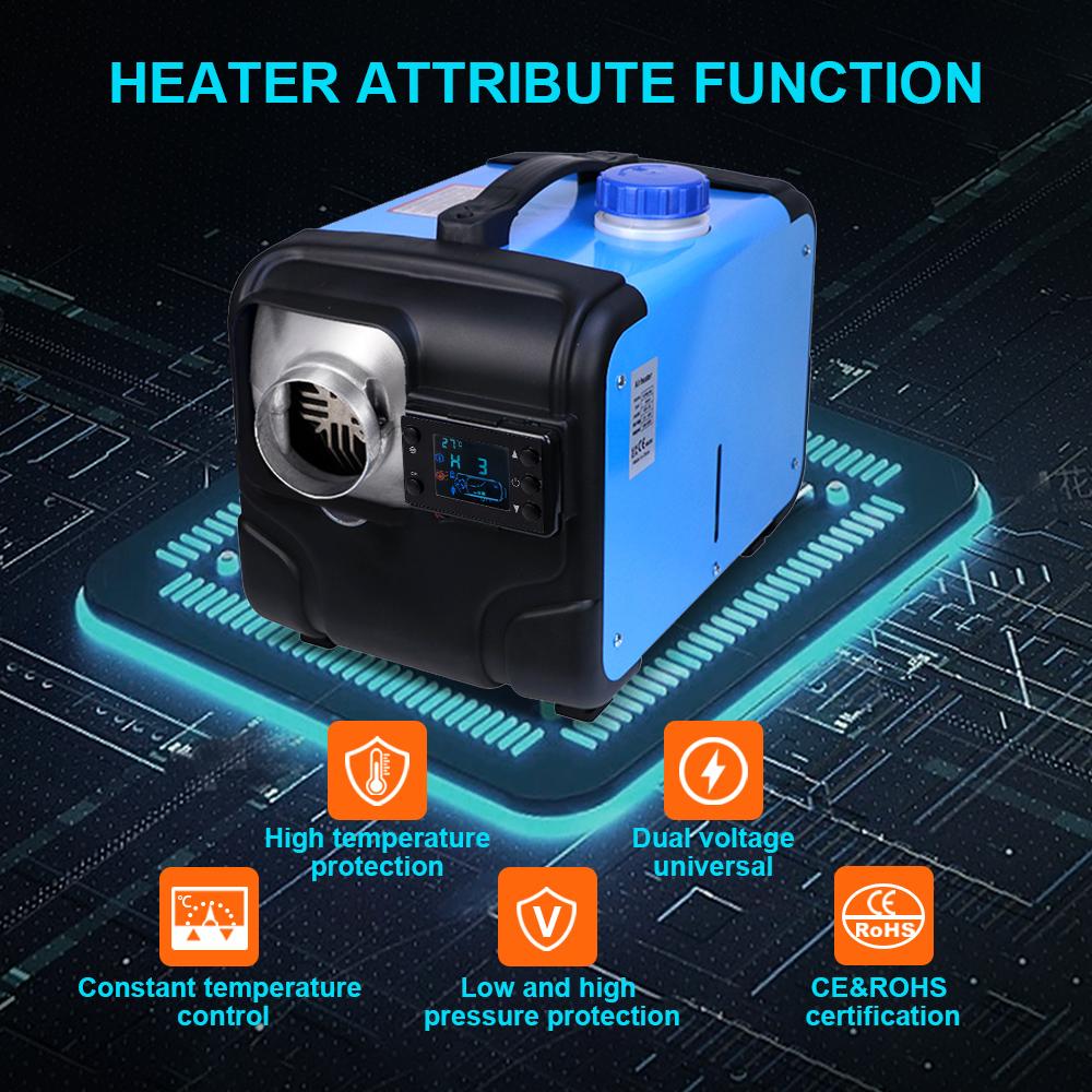 12V/24V/220V Universal Horizontal Automotive Diesel Air Heater Integrated Machine 2-8KW Auxiliary Heater With LED Display Screen