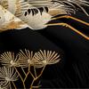 Comforter Comforter Set Queen Size Black Gold Pine And Crane Bedding Set 3D Vintage Chinoiserie Printing Bedding White Golden Bird Tree