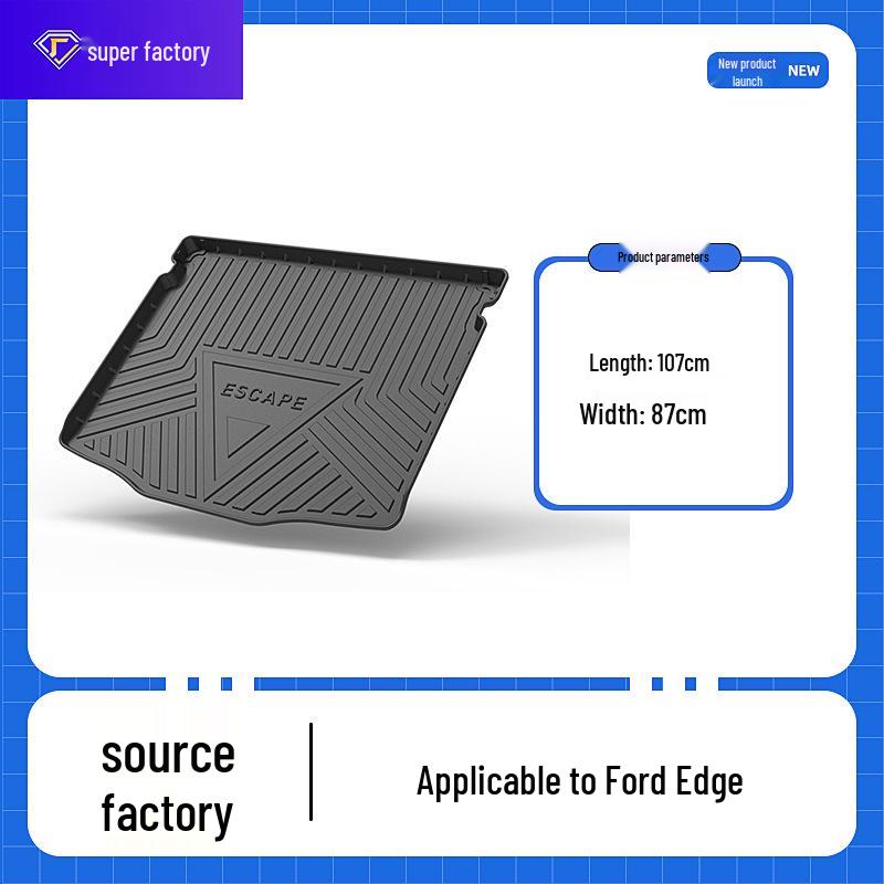 

Ford EVOS Escape Trunk Mat: TPE, Waterproof, Wear-Resistant, One-Piece Design Black TPE Material