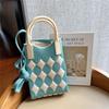 Plaid Cartoon Women's Crossbody Mini Bag: Cute, Lightweight, Knitted Phone Holder for Parent-Child Matching (2024)