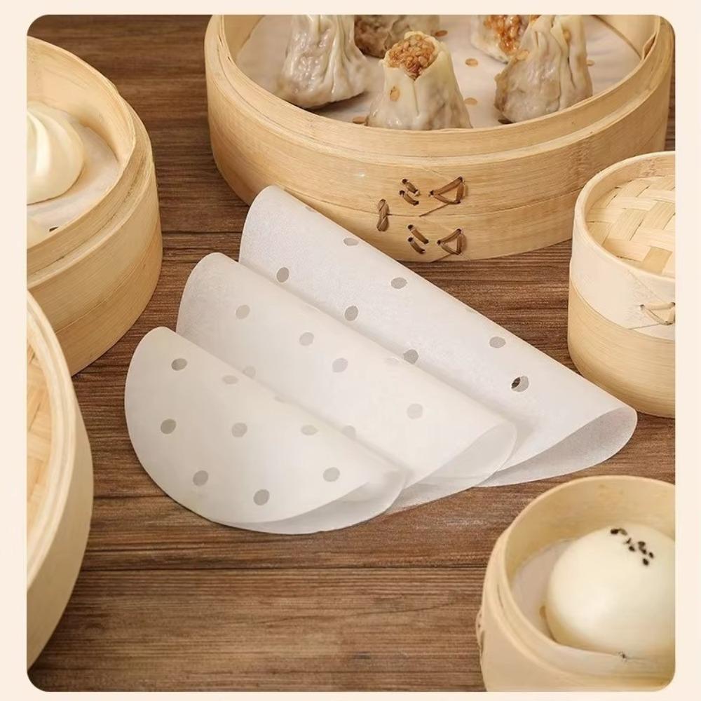 50Pcs 4/6/8/10in Bamboo Steamer Papers Restaurant Oil Paper Non-Stick Steamer Mat Cooking Tools