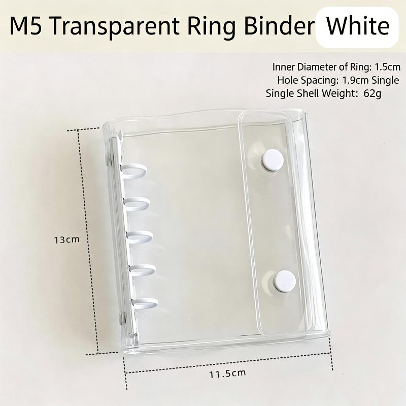 M5 Widening Double Button Transparent Pvc Soft Cover Binder Cover Journal Sketchbook Accessories Diary Office Supplies