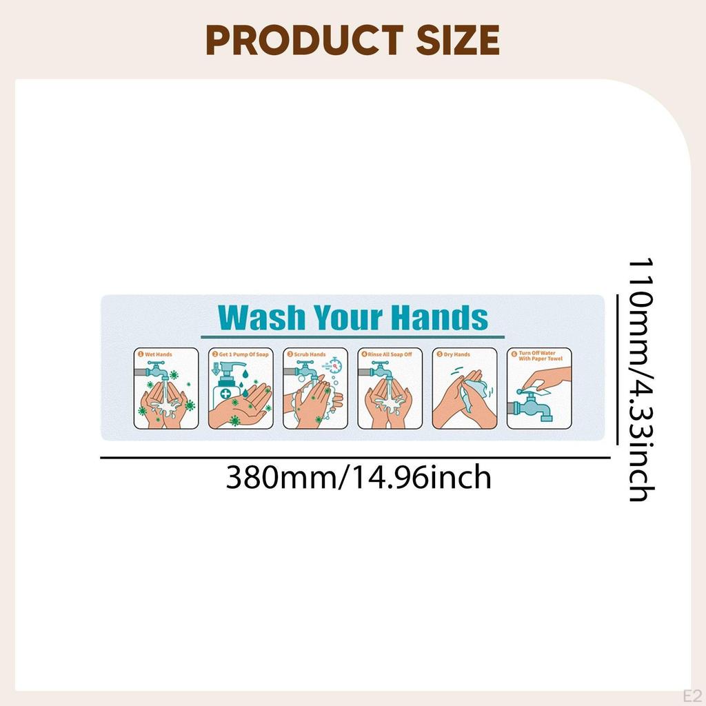 Tvätta Händerna Skylt Klistermärke Handtvätt Instruktionsetikett med Klisterbaksida