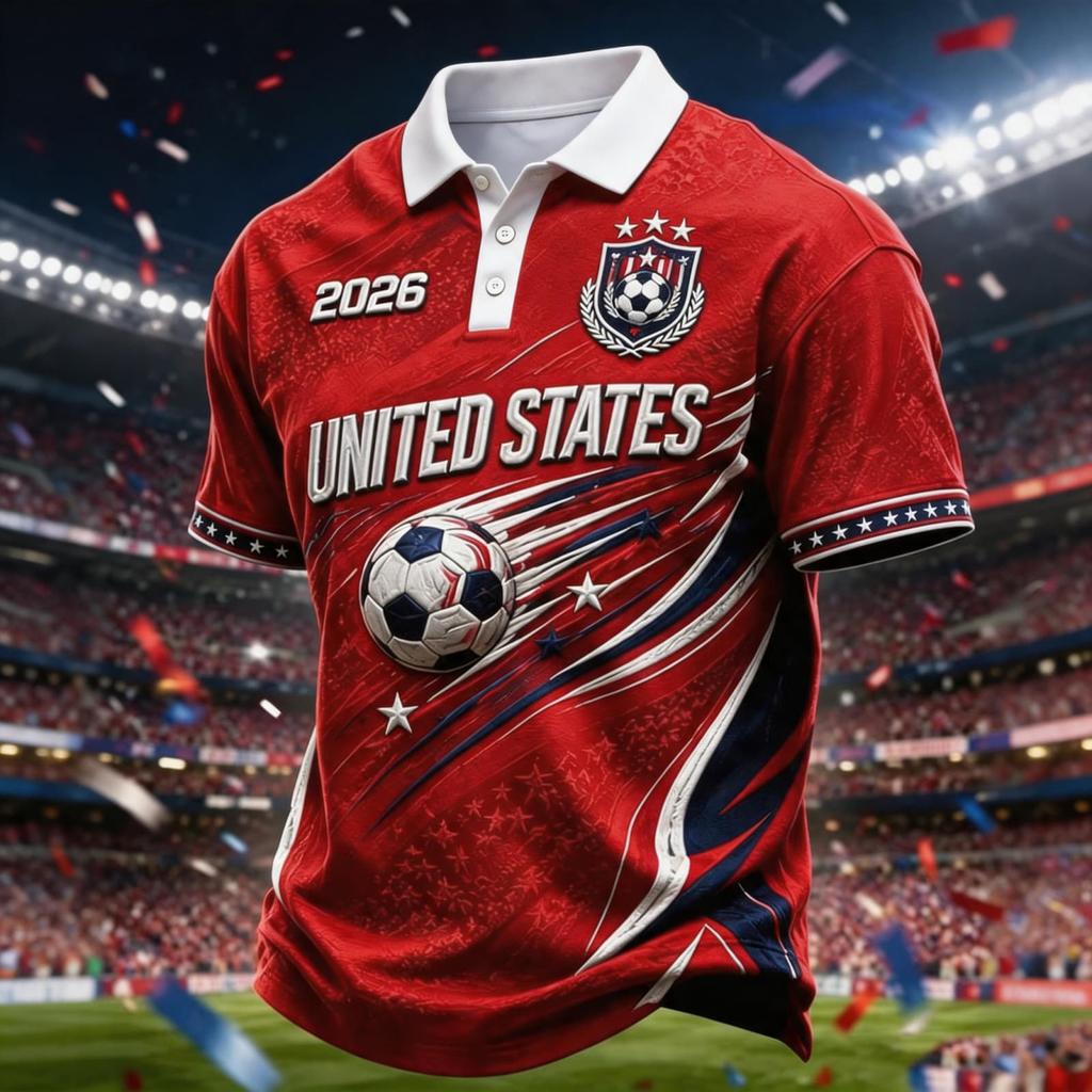 Men's Short Sleeve Shirt Loose Fit Breathable USA Soccer Fan Casual Wear