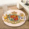 1pc Medieval royal coat of arms and iris Round carpet Painted Printed circular carpet, home door mat, outdoor travel protection carpet