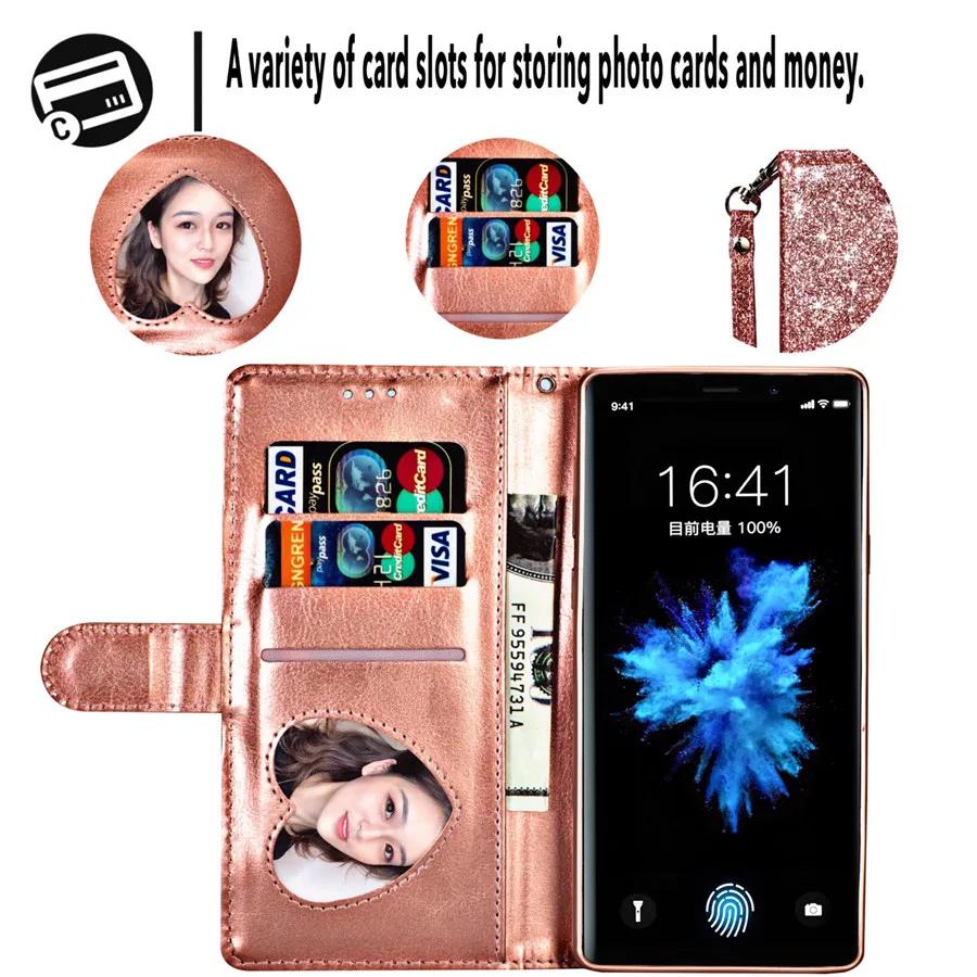 Wallet Bling Glitter Magnetic Flip Zipper Leather Case For Samsung Galaxy S24 FE S23 Ultra S22 Plus S21 S20 FE S10 20 10 9