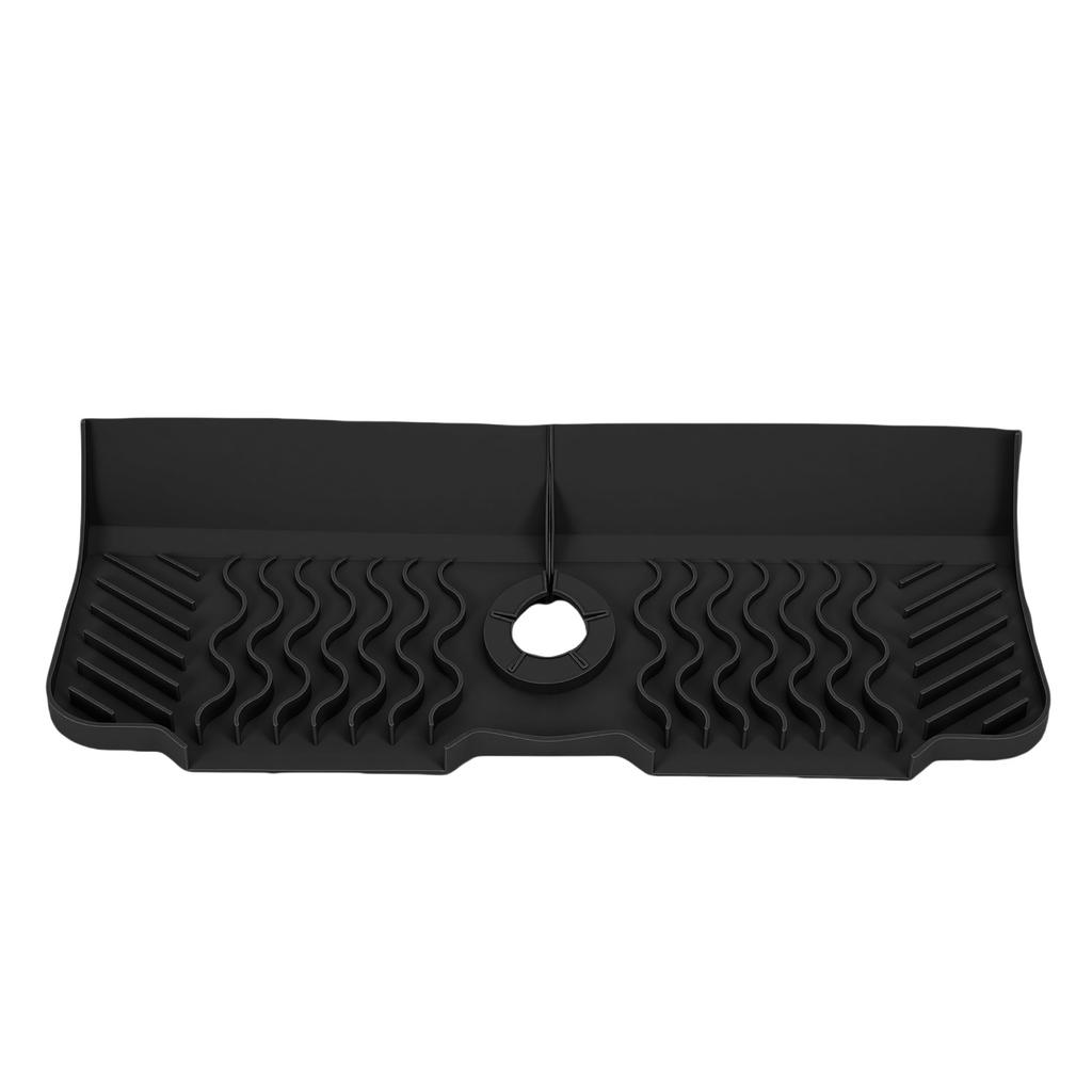 Silicone Faucet Mat 17.7 Inch Long Sink Protector Draining Mat Prevent Splashing Kitchen Sink Drying Tray Mat for