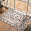 Living Room Carpet Non-slip Machine Washable Easily Foldable Rug Green Vintage Plant Tree Pattern Mats Doormat for Home Decor