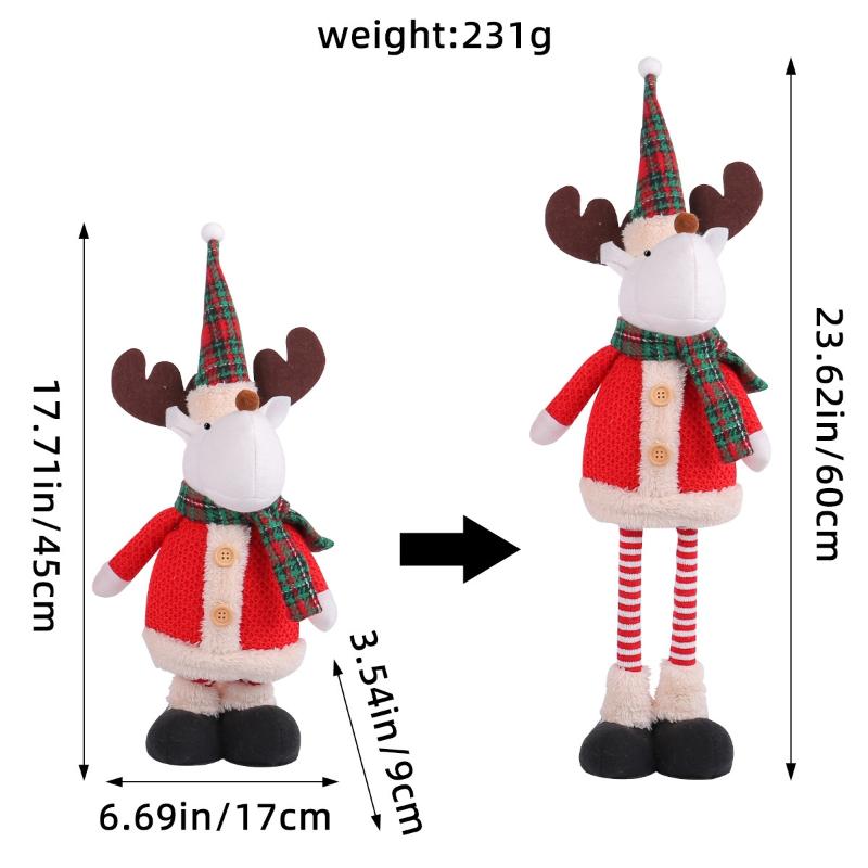 Golden Christmas Standing Figure Doll,Santa Claus Snowman Reindeer Retractable Doll With Retractable Spring Legs For Christmas