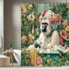 1Pc Tropical Style Gorilla Pattern Shower Curtain Mountains And Natural Flowers Decoration Bathroom Decor Polyester Fabric Conta