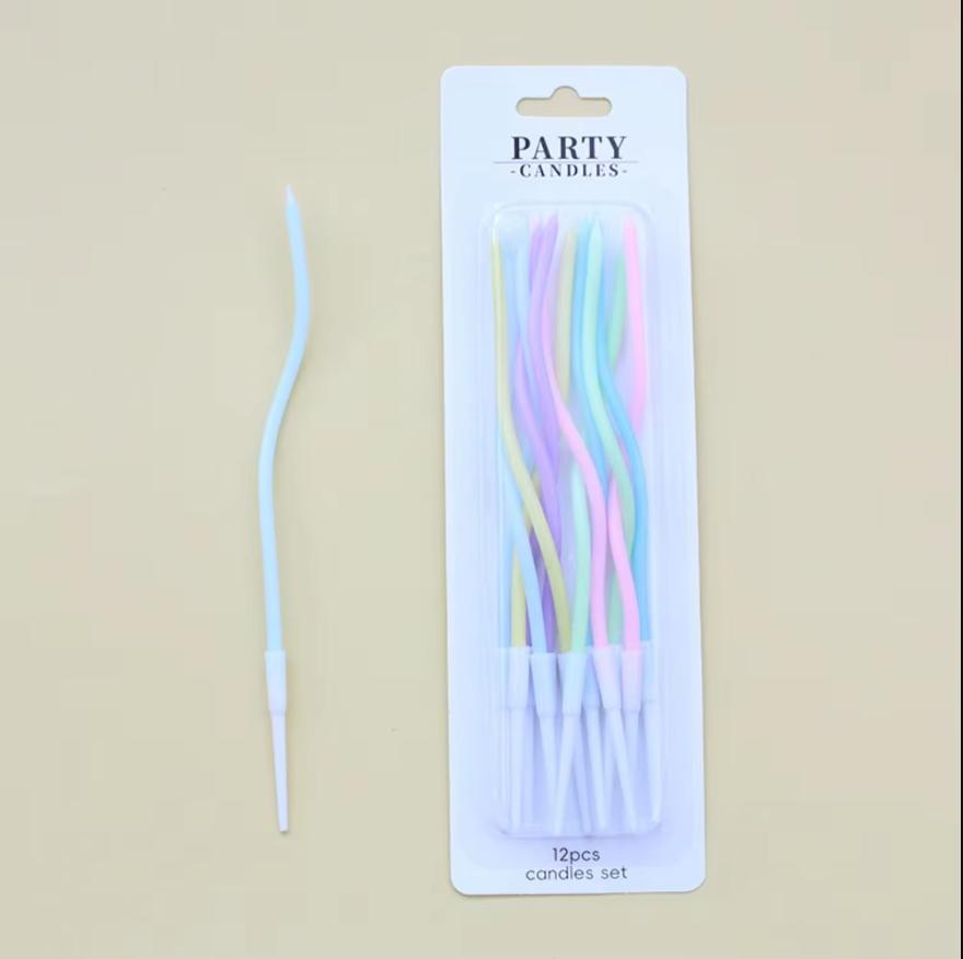 

12 шт. изогнутые свечи для торта, день рождения, рождение ребенка, определение пола ребенка, украшение для кексов, свечи-топперы, свадебная вечеринка, декоративные