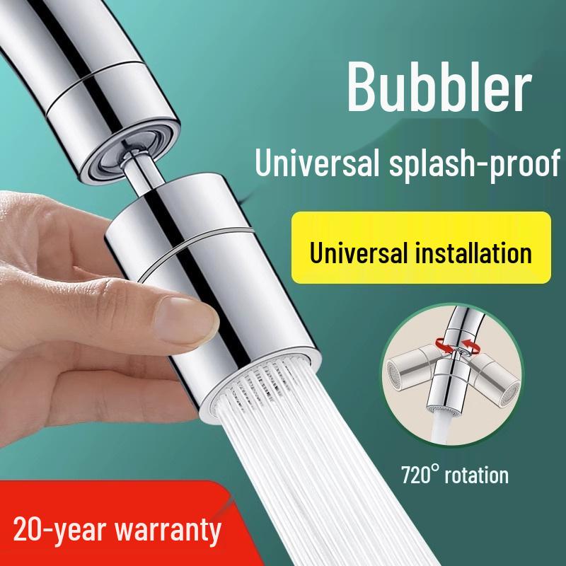 Universal Kitchen Faucet Extender with One-Button Stop & Dual-Blade Vegetable Scraper