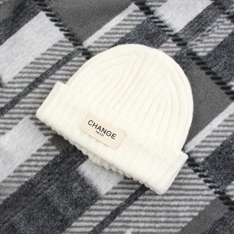 New knitted hat autumn and winter woven mark women's warm wool hat winter cute warm hat